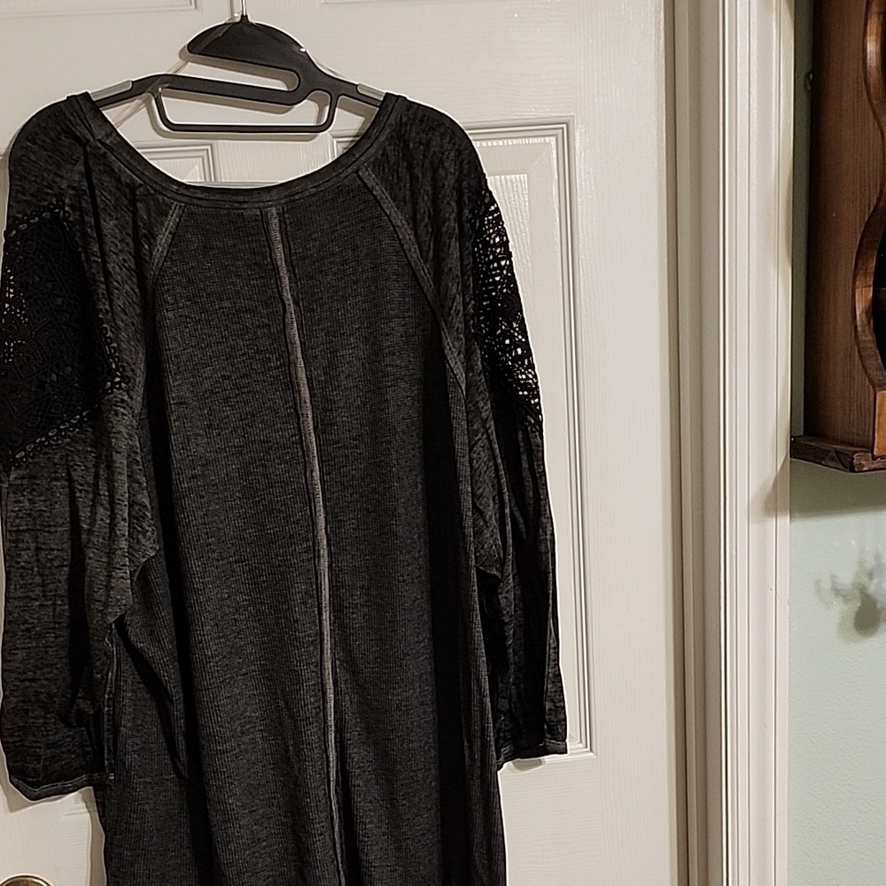 Cato Charcoal Lace Sleeve Blouse - Picture 5 of 6